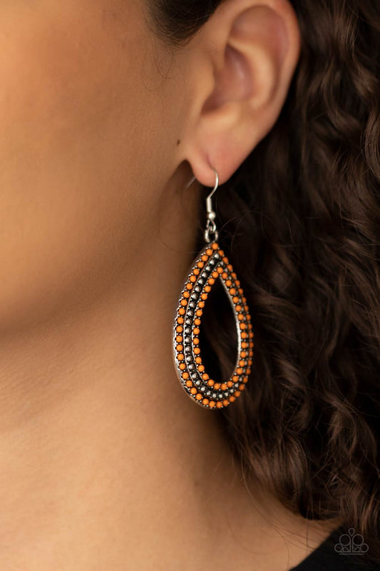 Tear Tracks Orange Earrring - Paparazzi Accessories