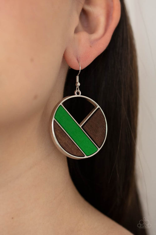 Dont Be MODest Green Wooden Earring - Paparazzi Accessories