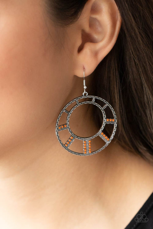 Fleek Fortress Orange Earring - Paparazzi Accessories