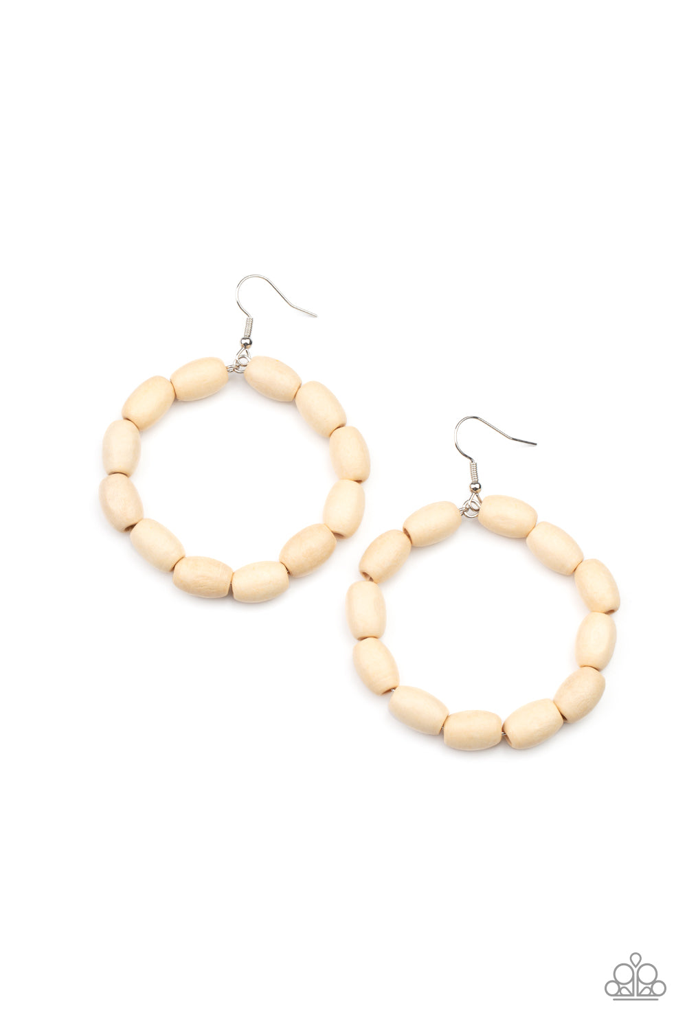 Living The WOOD Life White Earring - Paparazzi Accessories
