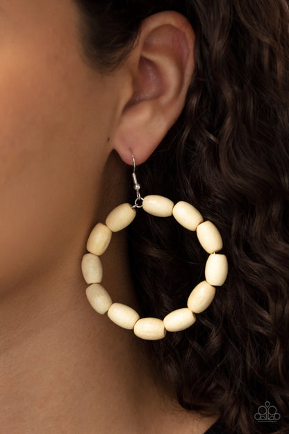 Living The WOOD Life White Earring - Paparazzi Accessories