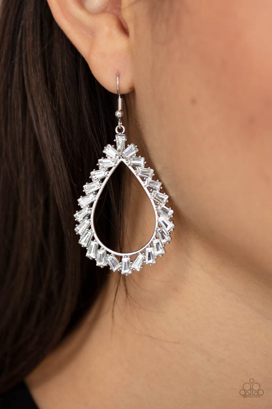 Stay Sharp White Earring - Paparazzi Accessories