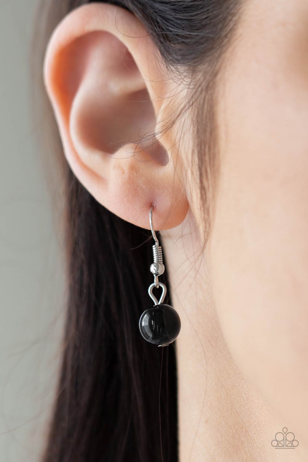 New Age Knockout Black Necklace - Paparazzi Accessories  Sections of oversized textured silver links, polished black and shiny silver beads haphazardly connect into two timeless layers below the collar, creating a dramatically refined display. Features an adjustable clasp closure.  Sold as one individual necklace. Includes one pair of matching earrings.