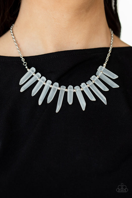 Ice Age Intensity White Necklace - Paparazzi Accessories