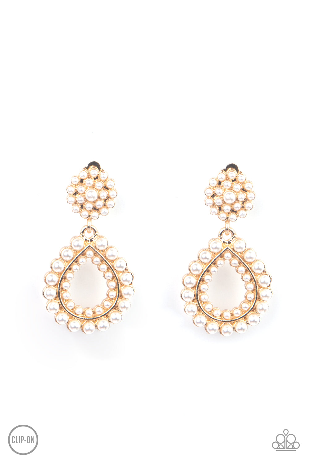 Discerning Droplets Gold Clip-On Earring - Paparazzi Accessories