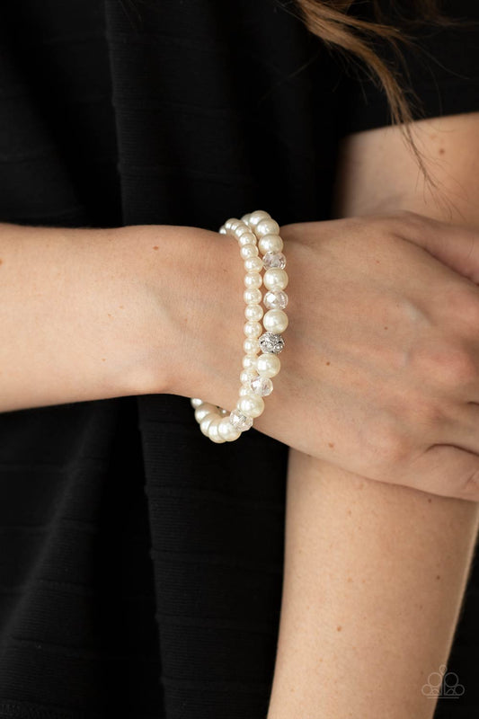 Cotton Candy Dreams White Pearl Bracelet - Paparazzi Accessories
