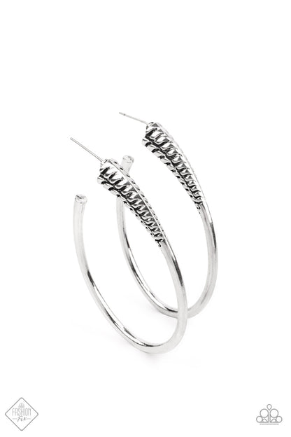 Fully Loaded Silver Hoop Earring - Paparazzi Accessories