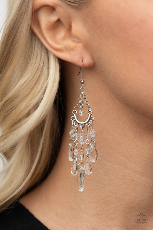 Paid Vacation White Earring - Paparazzi Accessories