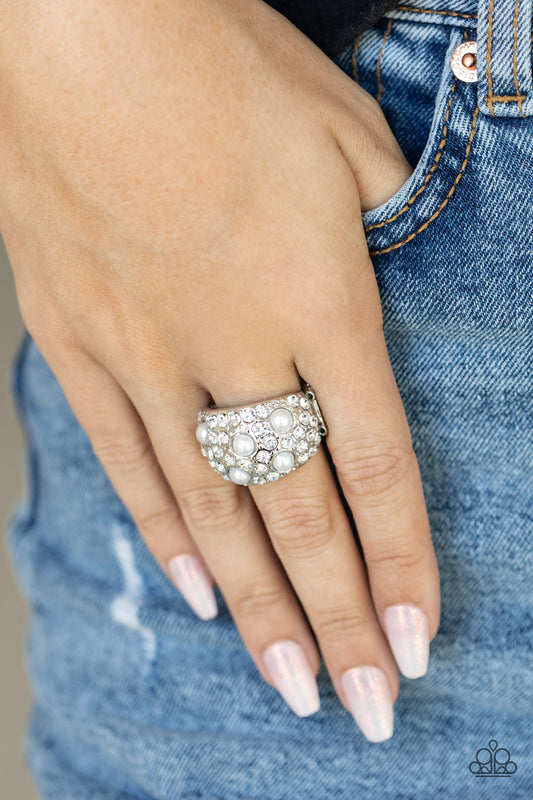 Gatsbys Girl White Ring - Paparazzi Accessories