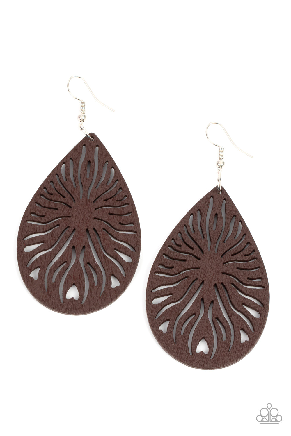 Sunny Incantations Brown Wooden Earring - Paparazzi Accessories
