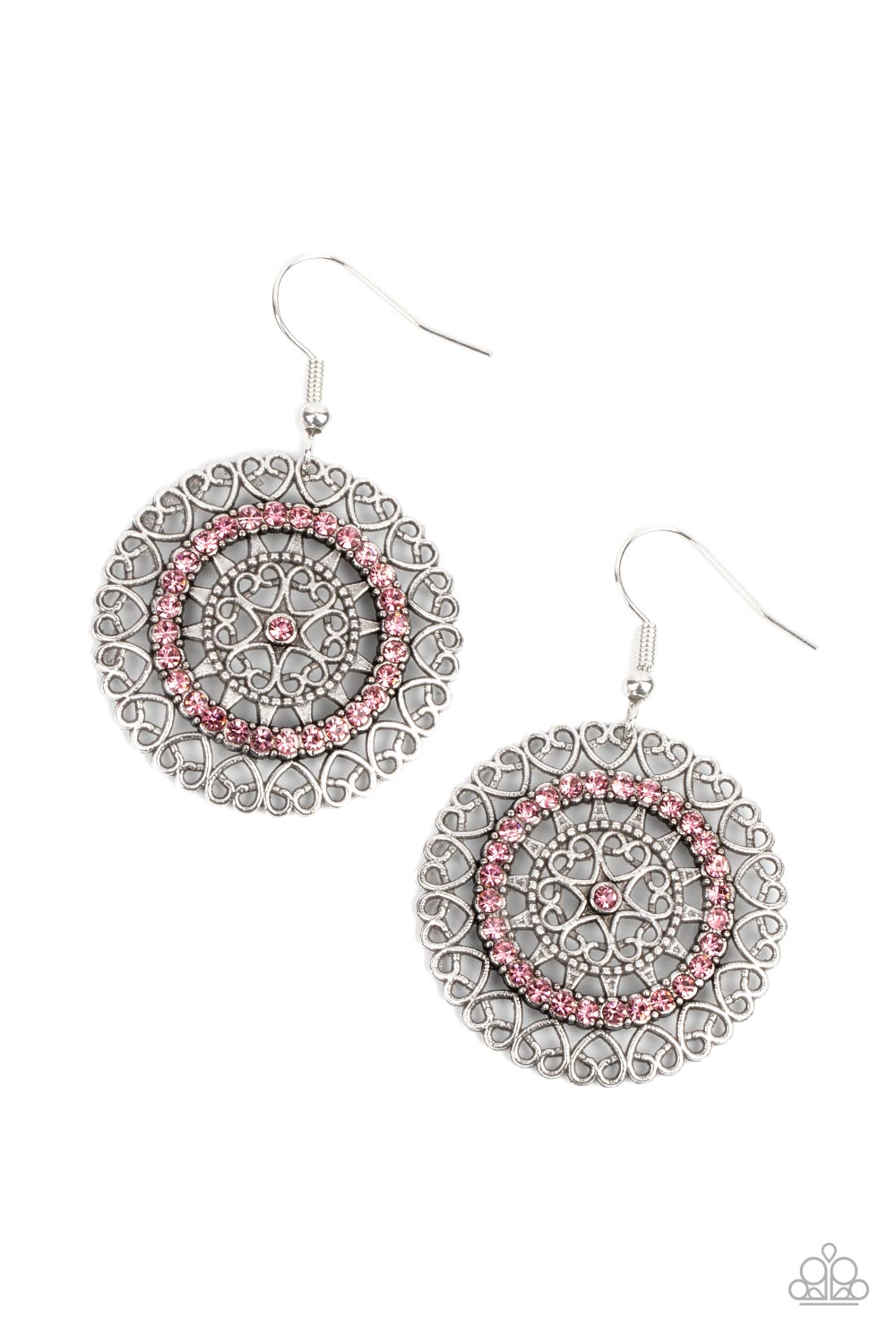 Ring Around the Rhinestones - pink - Paparazzi earrings