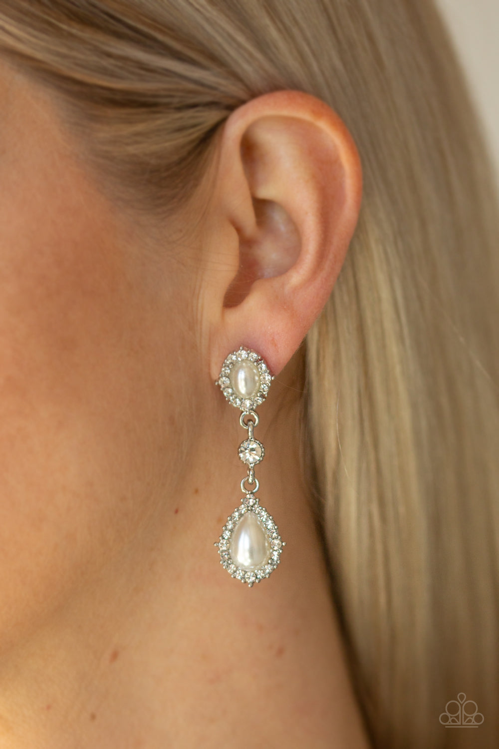 All-GLOWING White Earring - Paparazzi Accessories