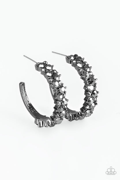 Glitter Galaxy Black Hoop Earring - Paparazzi Accessories - jazzy-jewels-gems