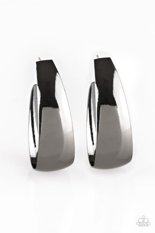 Gypsy Belle Black Hoop Earring - Paparazzi Accessories - jazzy-jewels-gems