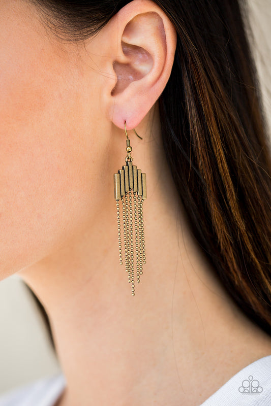 Radically Retro Brass Earring - Paparazzi Accessories