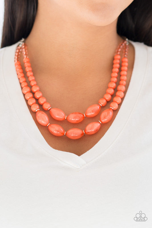 Sundae Shoppe Orange Necklace - Paparazzi Accessories - jazzy-jewels-gems