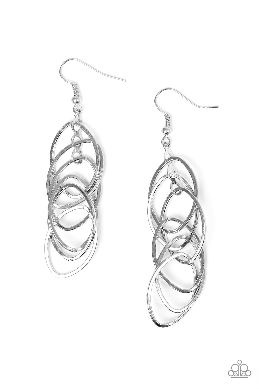 Tangle Tango Silver Earring - Paparazzi Accessories - jazzy-jewels-gems