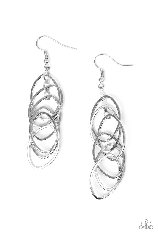 Tangle Tango Silver Earring - Paparazzi Accessories - jazzy-jewels-gems