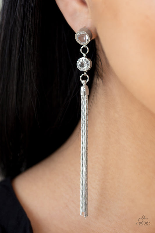 Tassel Twinkle White Earring - Paparazzi Accessories