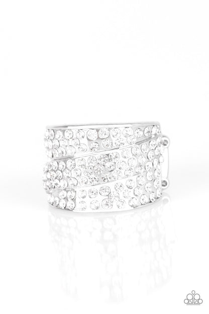 The Millionaires Club White Blockbuster Ring - Paparazzi Accessories