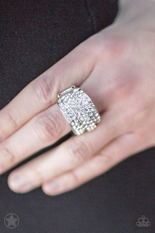 The Millionaires Club White Blockbuster Ring - Paparazzi Accessories