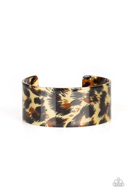 Wheres The Party? Brown Acrylic Cuff Bracelet - Paparazzi Accessories