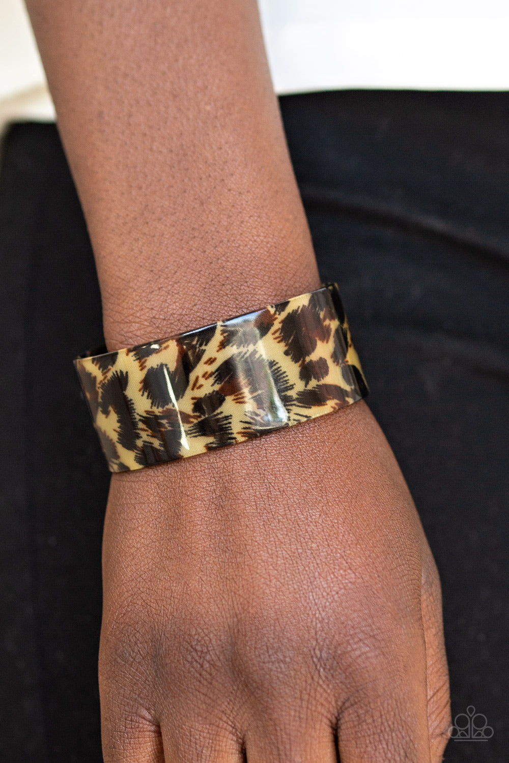 Wheres The Party? Brown Acrylic Cuff Bracelet - Paparazzi Accessories