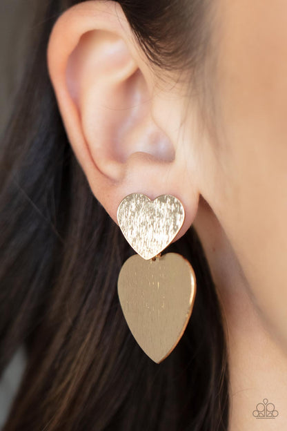 Heart-Racing Refinement Gold Post Earring - Paparazzi Accessories (TF)