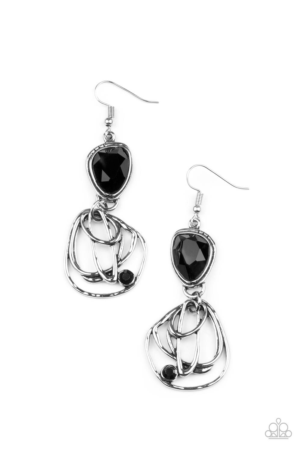 Galactic Drama Black Earring - Paparazzi Accessories
