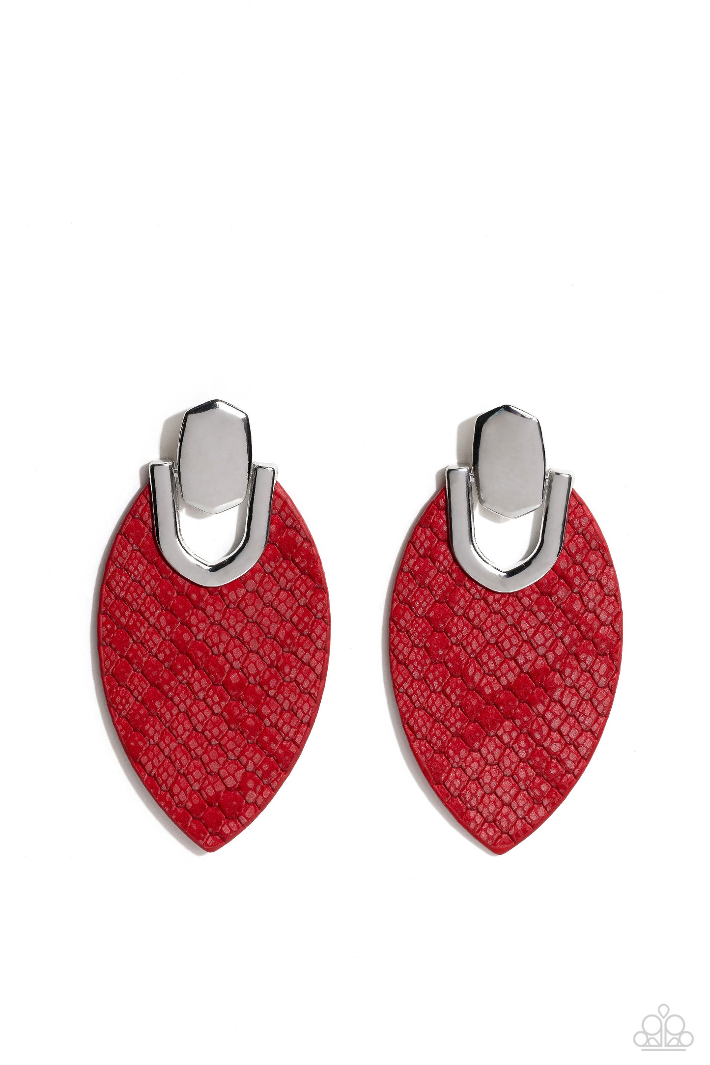 Wildly Workable Red Leather Earring - Paparazzi Accessories