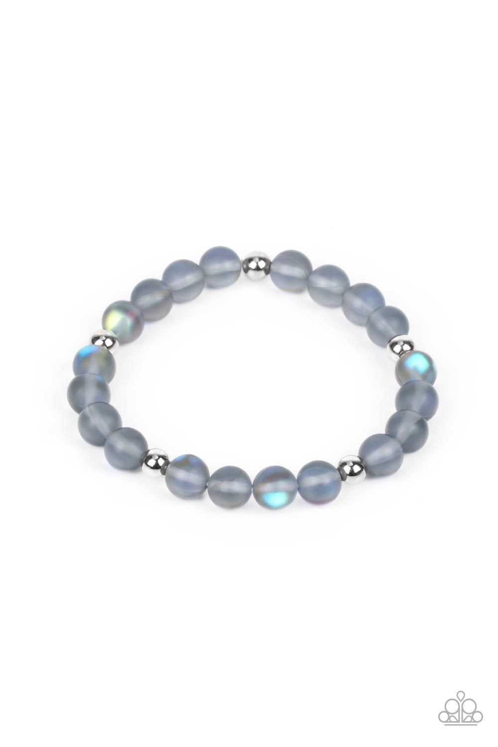 Forever and a DAYDREAM Silver Urban Bracelet - Paparazzi Accessories  Infused with silver accents, a dreamy collection of iridescent rainbow specked beads are threaded along a stretchy band around the wrist for an enchanting glow.  Sold as one individual bracelet.