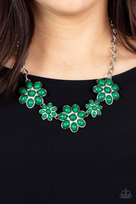Flamboyantly Flowering Green Necklace - Paparazzi Accessories
