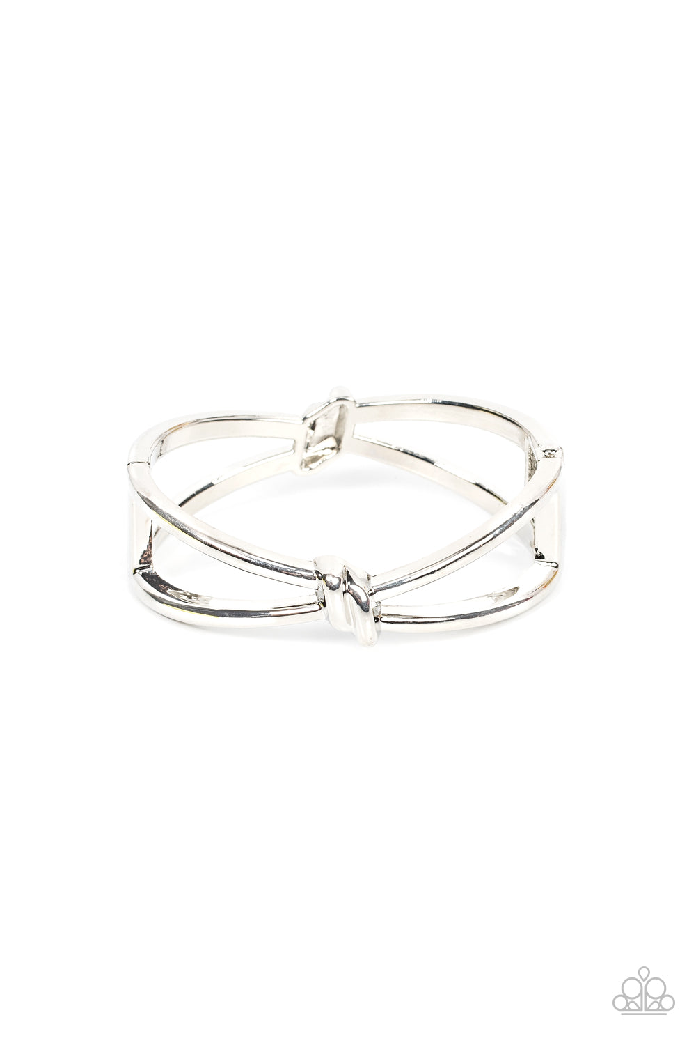 KNOT My First Rodeo Silver Bracelet - Paparazzi Accessories  Striking silver bars delicately knot at the top and bottom of the wrist, resulting in an edgy bangle-like bracelet. Features a hinged closure.  Sold as one individual bracelet.