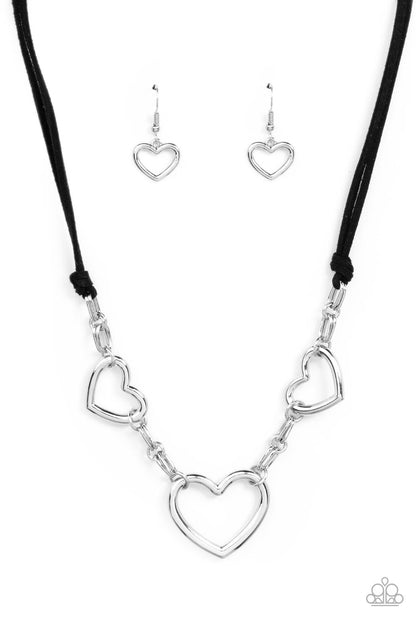 Fashionable Flirt Black Necklace & Bracelet Set - Paparazzi Accessories