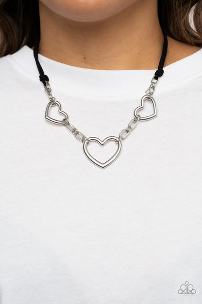 Fashionable Flirt Black Necklace & Bracelet Set - Paparazzi Accessories