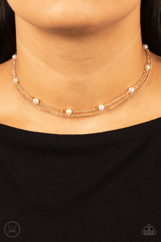 Daintily Dapper Gold Choker Necklace - Paparazzi Accessories (TF)