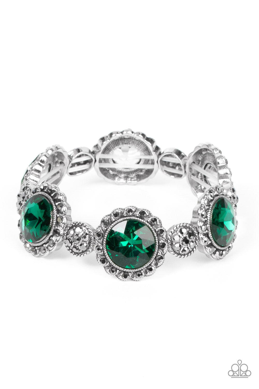 Palace Property Green Rhinestone Stretch Bracelet - Paparazzi Accessories
