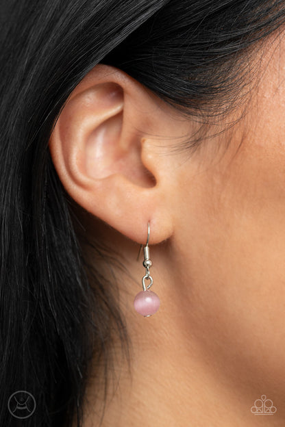 Dreamy Distractions Pink Choker Necklace - Paparazzi Accessories  Pairs of silver hoops and Pale Rosette cat's eye dotted silver frames delicately link around the neck, creating a dreamy glow. Features an adjustable clasp closure.  Sold as one individual choker necklace. Includes one pair of matching earrings.