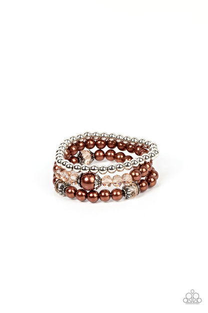 Positively Polished Brown Stretch Bracelet - Paparazzi Accessories