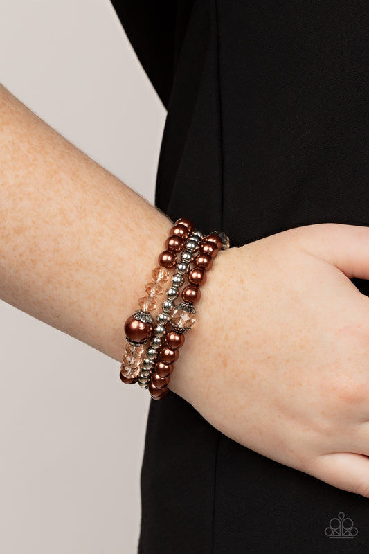 Positively Polished Brown Stretch Bracelet - Paparazzi Accessories