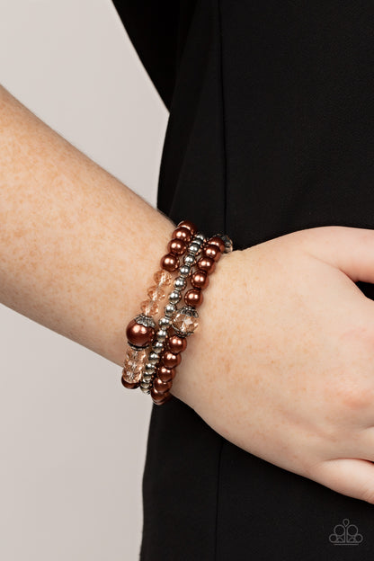 Positively Polished Brown Stretch Bracelet - Paparazzi Accessories