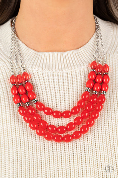 Coastal Cruise Red Necklace & Bracelet Set - Paparazzi Accessories