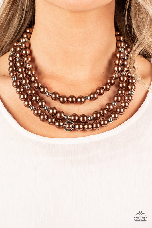 Needs No Introduction Brown Pearl Necklace - Paparazzi Accessories