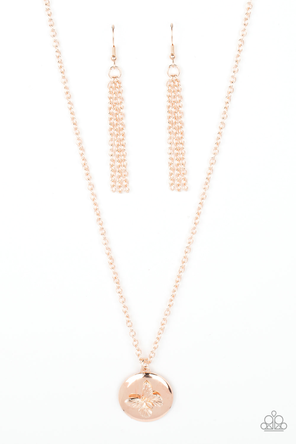 Monarch Meadow Rose Gold Butterfly Necklace - Paparazzi Accessories