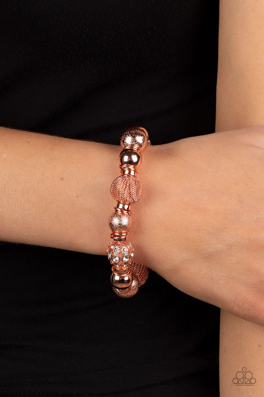 We Totally Mesh Copper Stretch Bracelet - Paparazzi Accessories