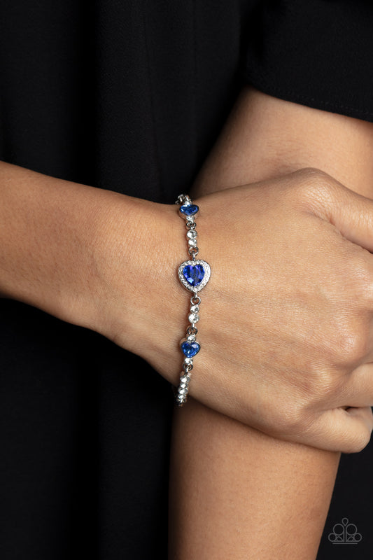 Amor Actually Blue Heart Clasp Bracelet - Paparazzi Accessories