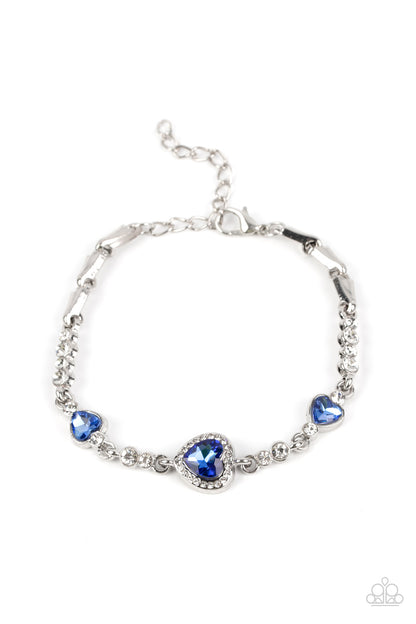Amor Actually Blue Heart Clasp Bracelet - Paparazzi Accessories