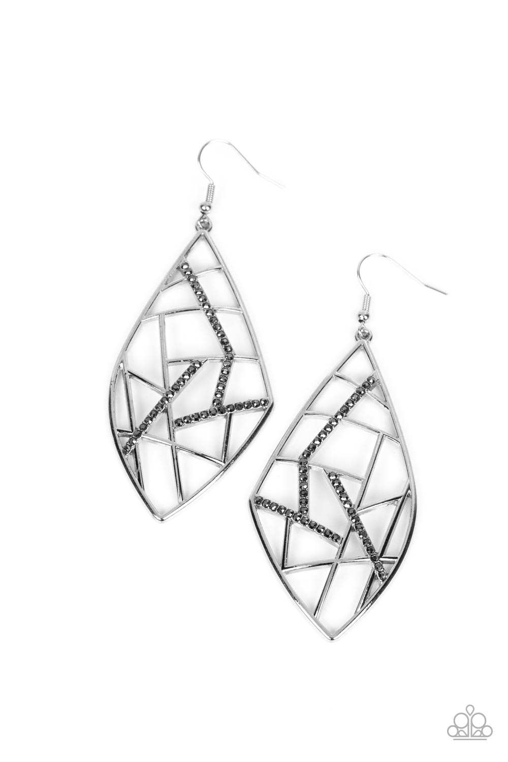 Geo Grid Silver Earring - Paparazzi Accessories