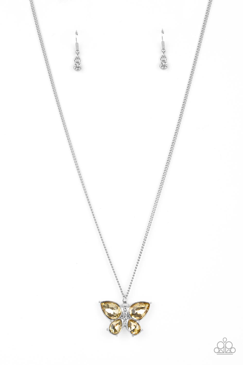 Free-Flying Flutter Yellow Butterfly Necklace & Bracelet Set - Paparazzi Accessories
