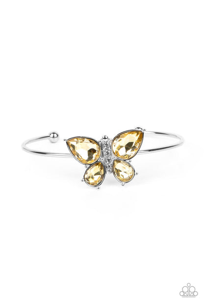 Free-Flying Flutter Yellow Butterfly Necklace & Bracelet Set - Paparazzi Accessories